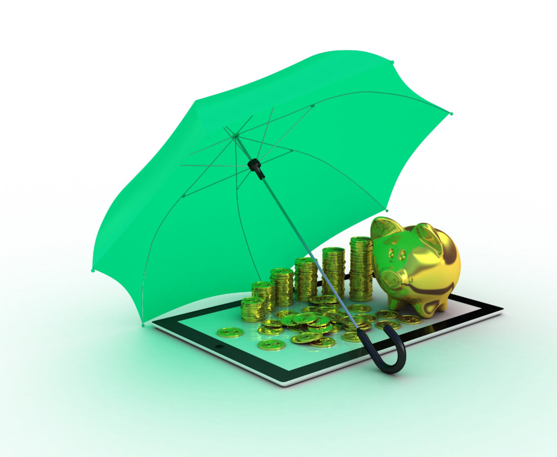 Umbrella Shielding Coins & Piggy Bank