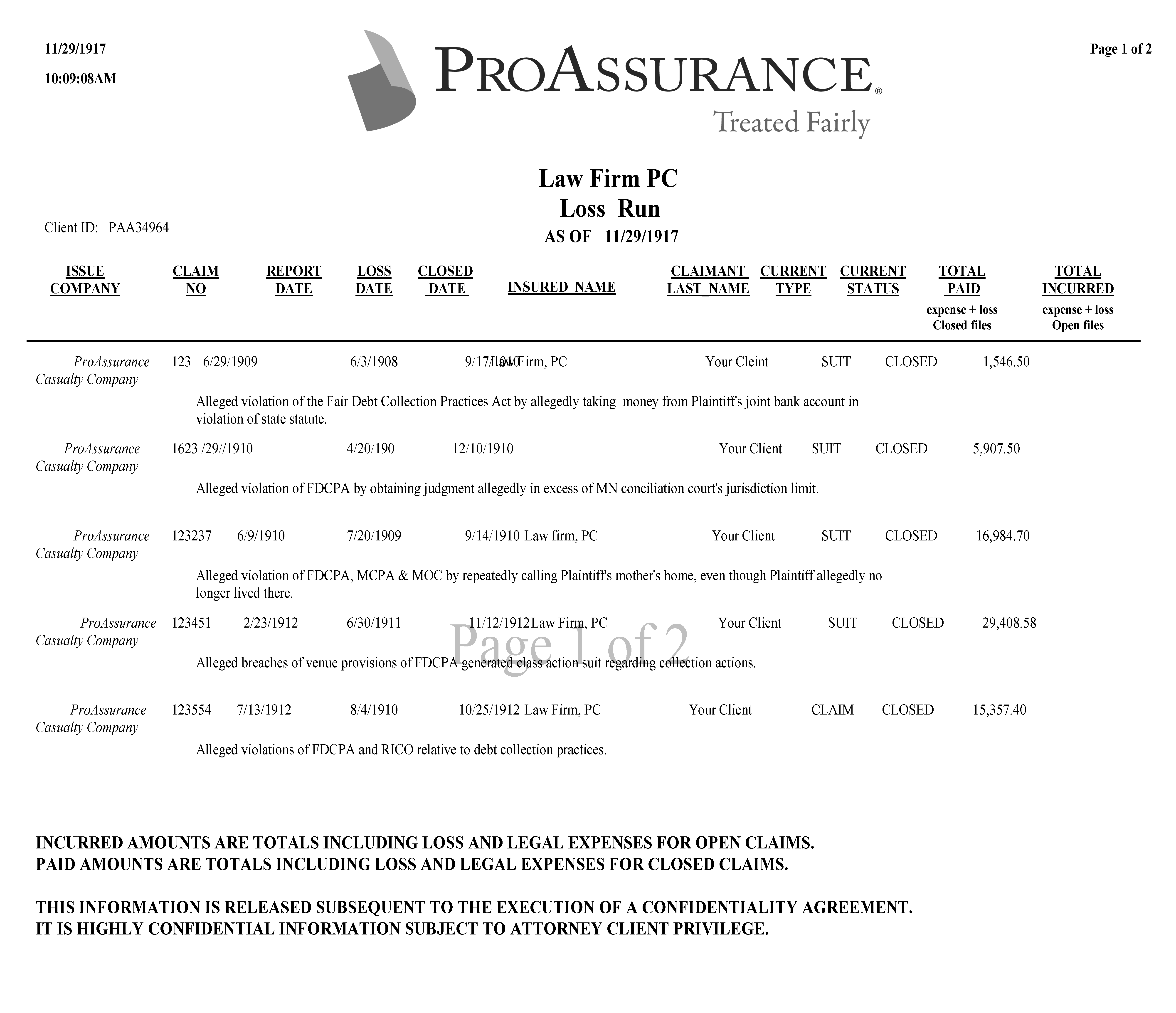 Insurance Carrier Loss Runs