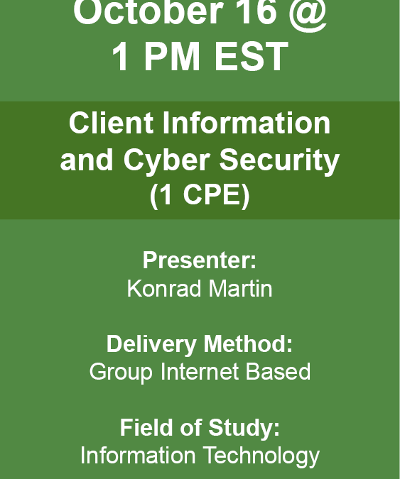 CPE Webinar for Accountants 10/16 PM EST (1 CPE)